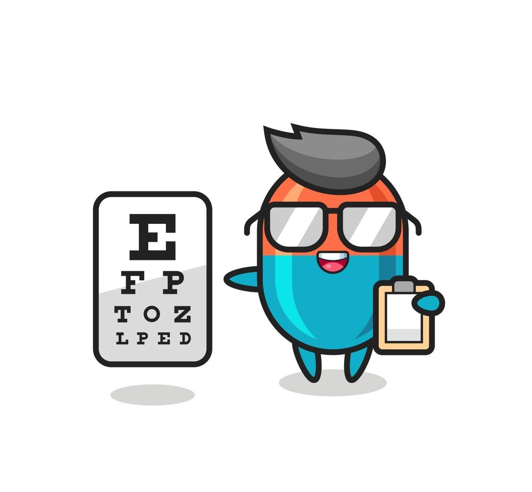 Illustration of capsule mascot as an ophthalmologist vector