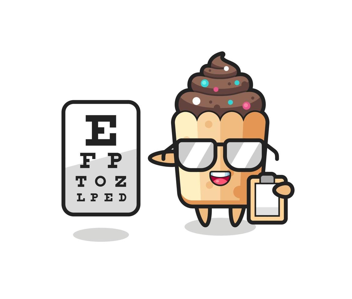 Illustration of cupcake mascot as an ophthalmologist vector