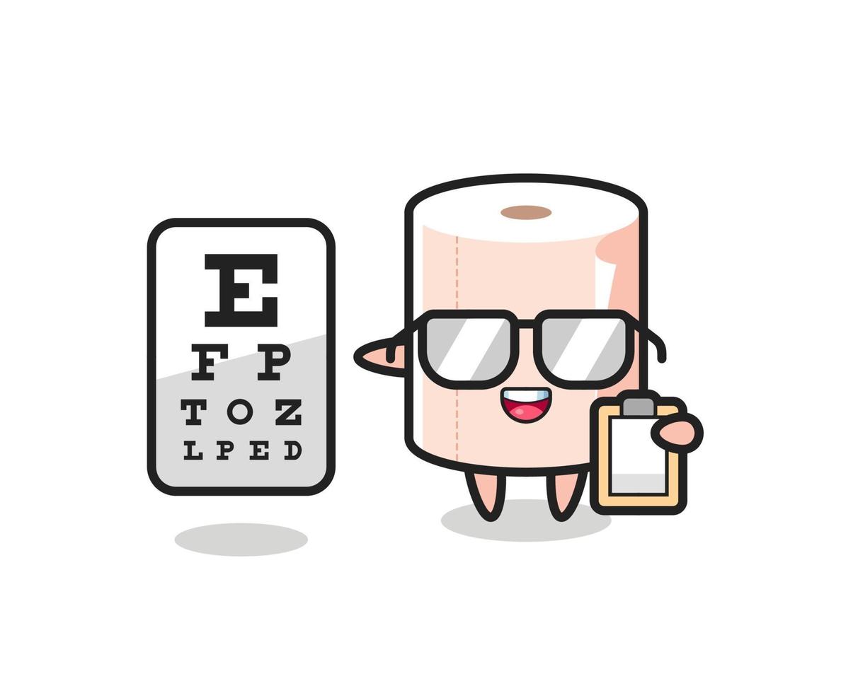 Illustration of tissue roll mascot as an ophthalmologist vector