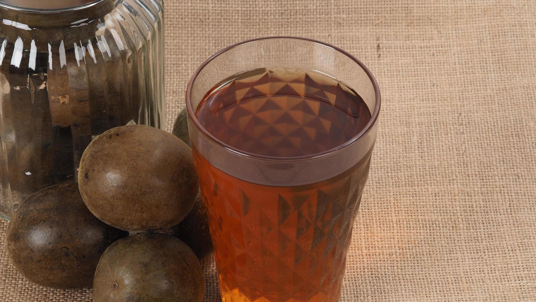 Monk fruit or Luo Han Guo. Dried fruits for healthy sweetener drink. photo