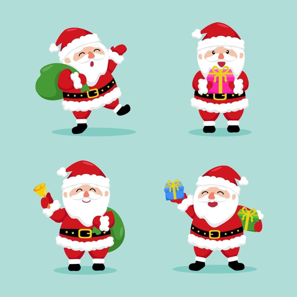 personajes lindos y felices de santa claus vector