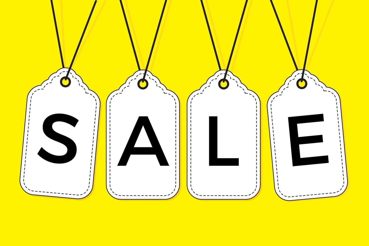 Hanging Sale tags isolated on yellow background vector