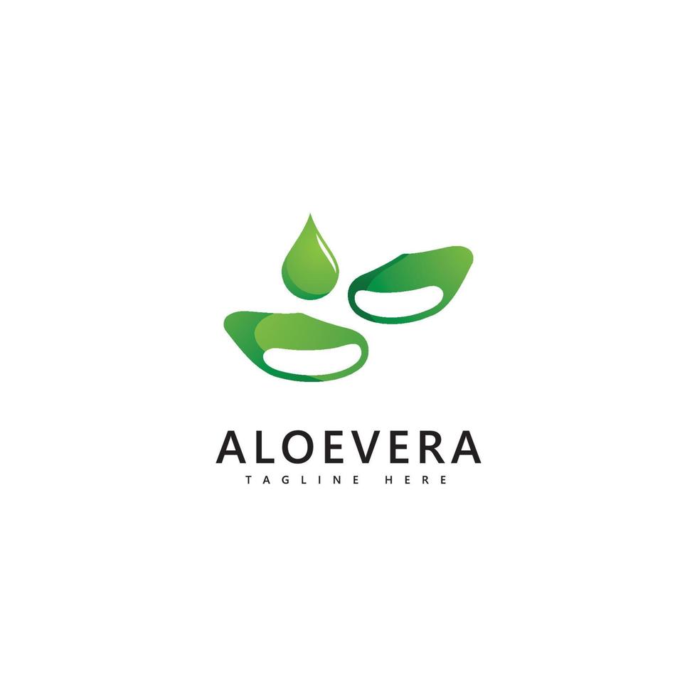 Aloe vera plant logo drop vector design. Aloe vera gel logo icon