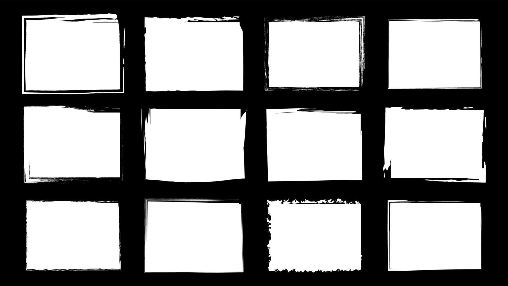 Dirty frames grunge. Ink brush strokes. distress textures of a square vector