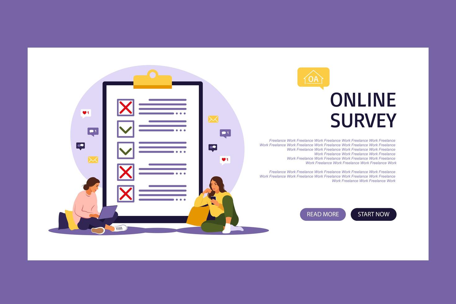 Survey of customer satisfaction. Landing page. vector