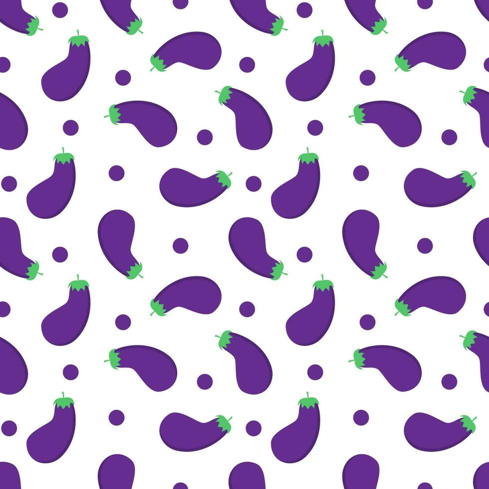 Eggplant vegetables seamless abstract pattern on white background vector