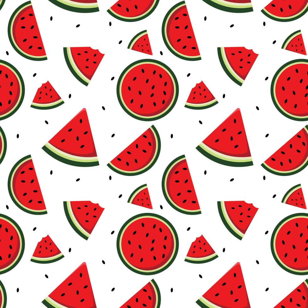 Watermelon fruit seamless abstract pattern on white background vector