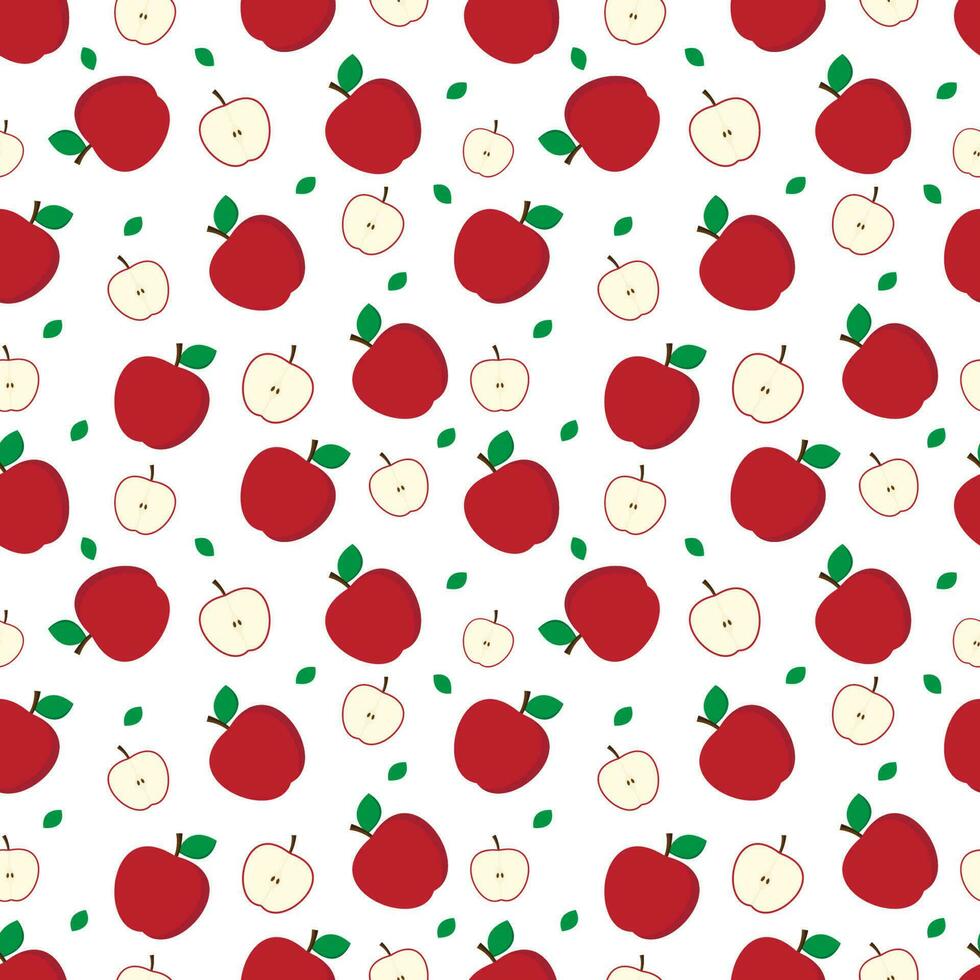 Manzana fruta fresca patrón abstracto sin fisuras sobre fondo blanco. vector