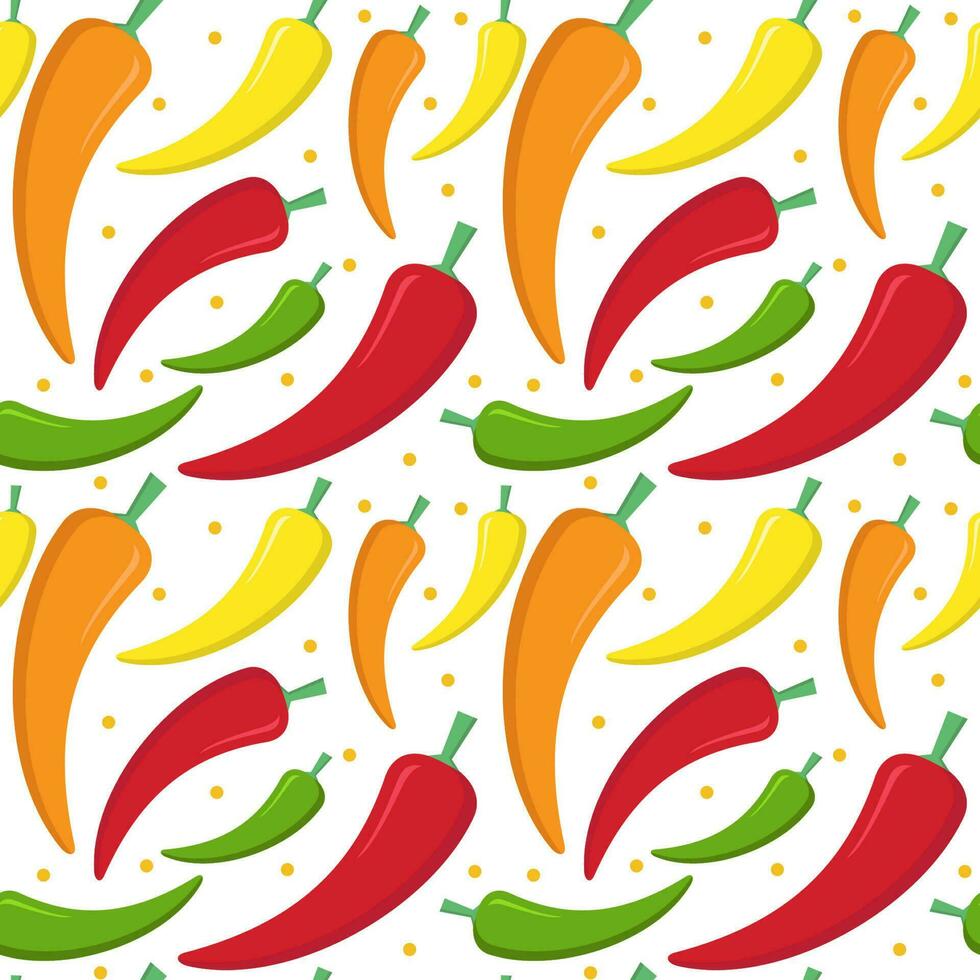 Chili pepper seamless abstract pattern on white background vector