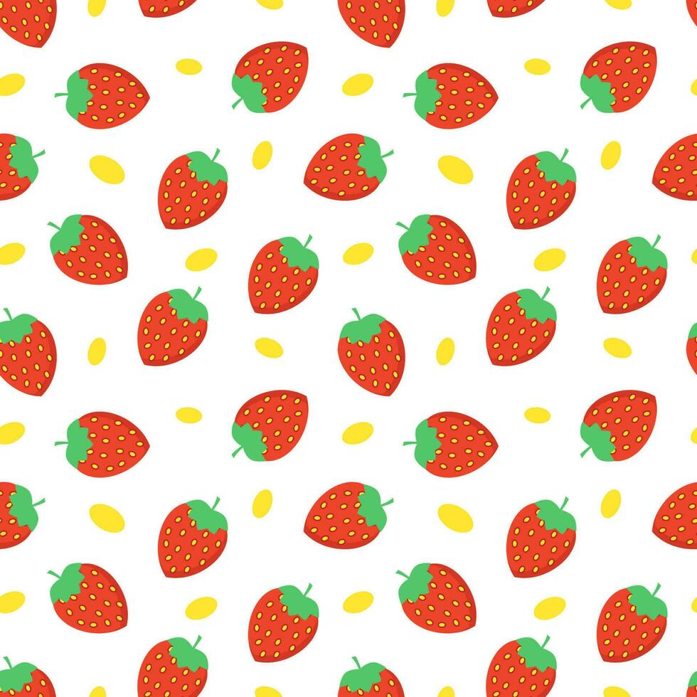 Strawberry fresh fruit seamless abstract pattern on white background vector