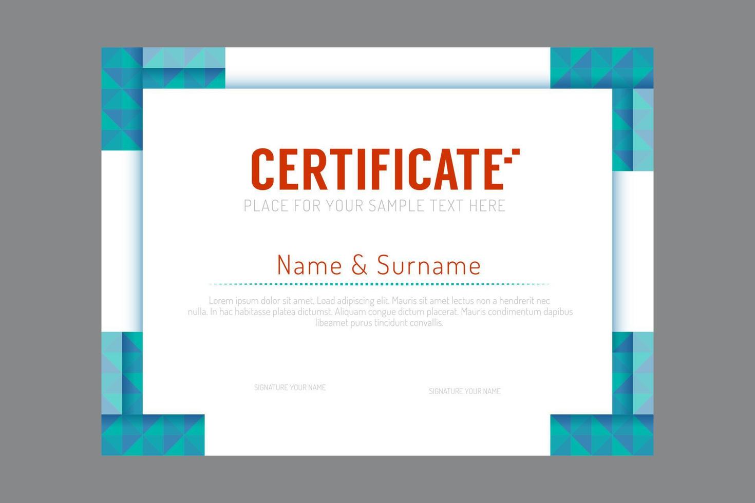 Certificate template geometric frame design vector. vector