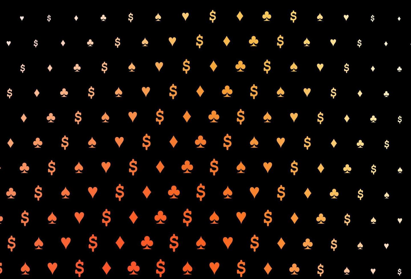 Dark yellow, orange vector cover with symbols of gamble.