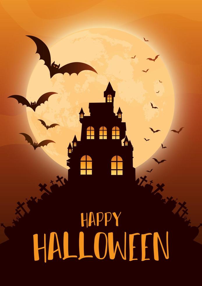 Fondo de halloween con casa embrujada espeluznante vector