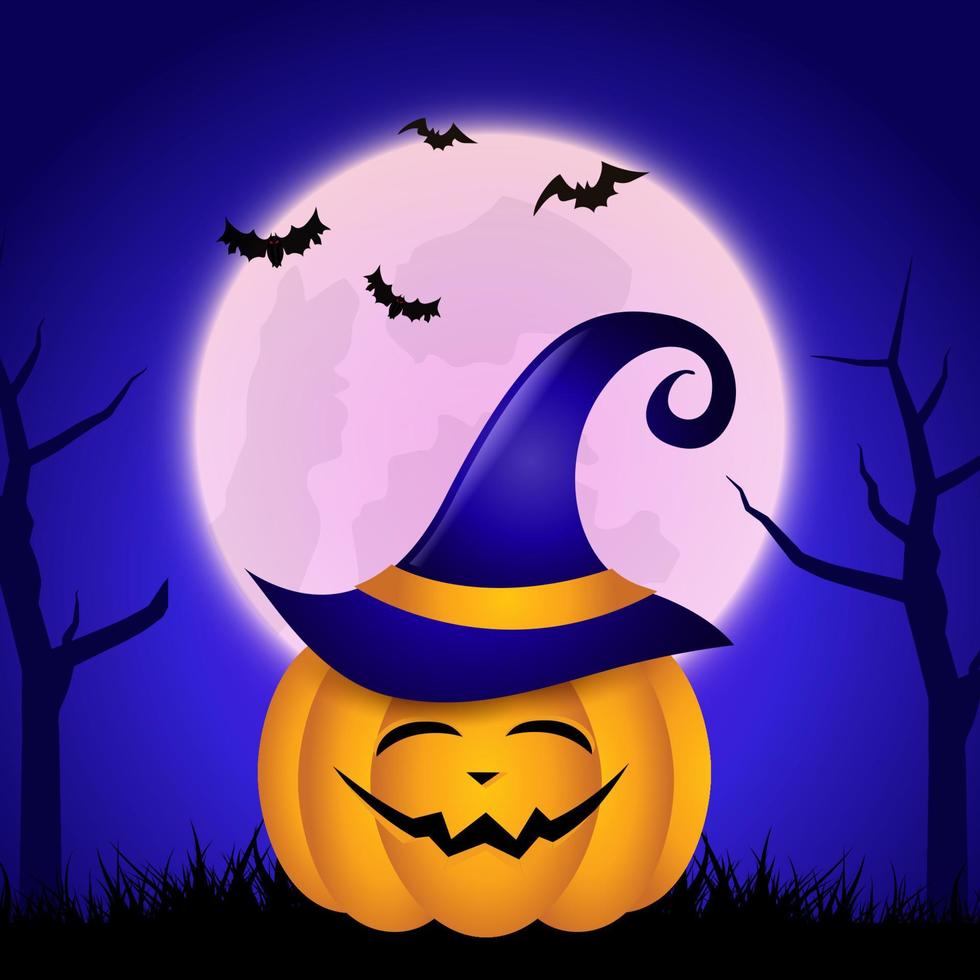 fondo de halloween con lindo jack o lantern vector