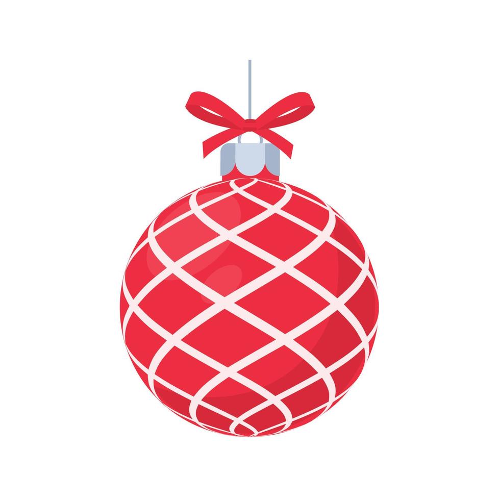 vector de bola de navidad roja con patrón blanco para la celebración de navidad