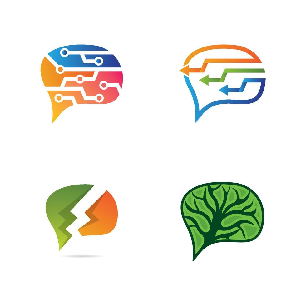 Brain logo template vector icon set design