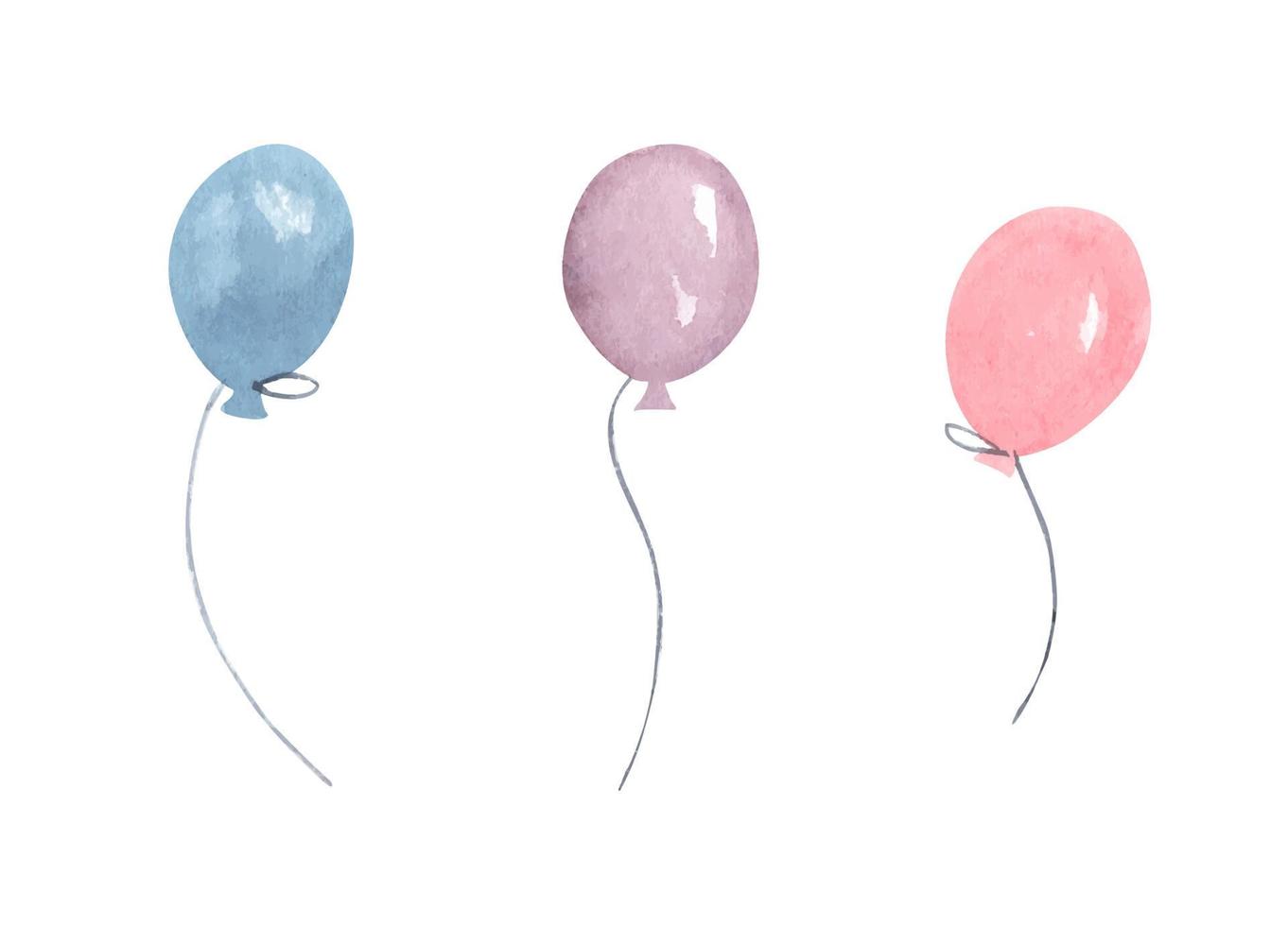 Watercolor air balloons. Greeting decor. vector