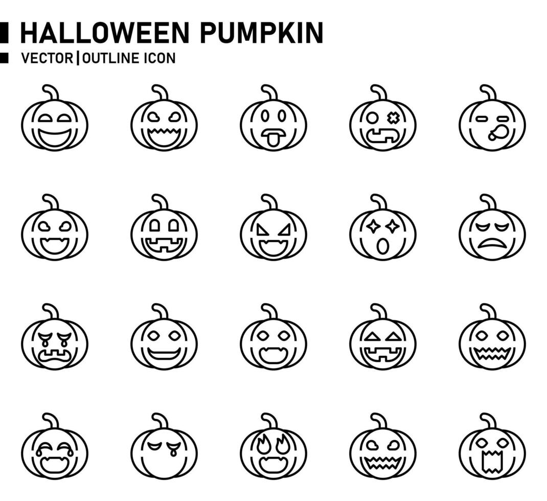 icono de contorno de calabaza emoji vector