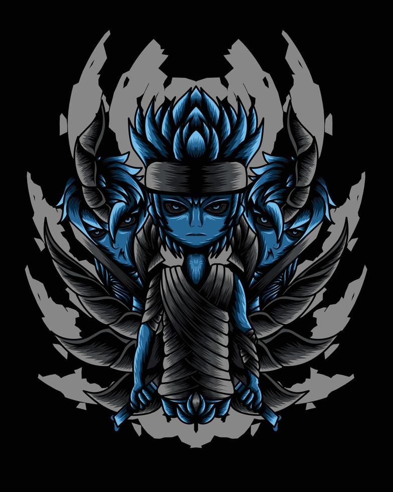 Artwork Illustration Of Undead Samurai Kid Vector.eps vector