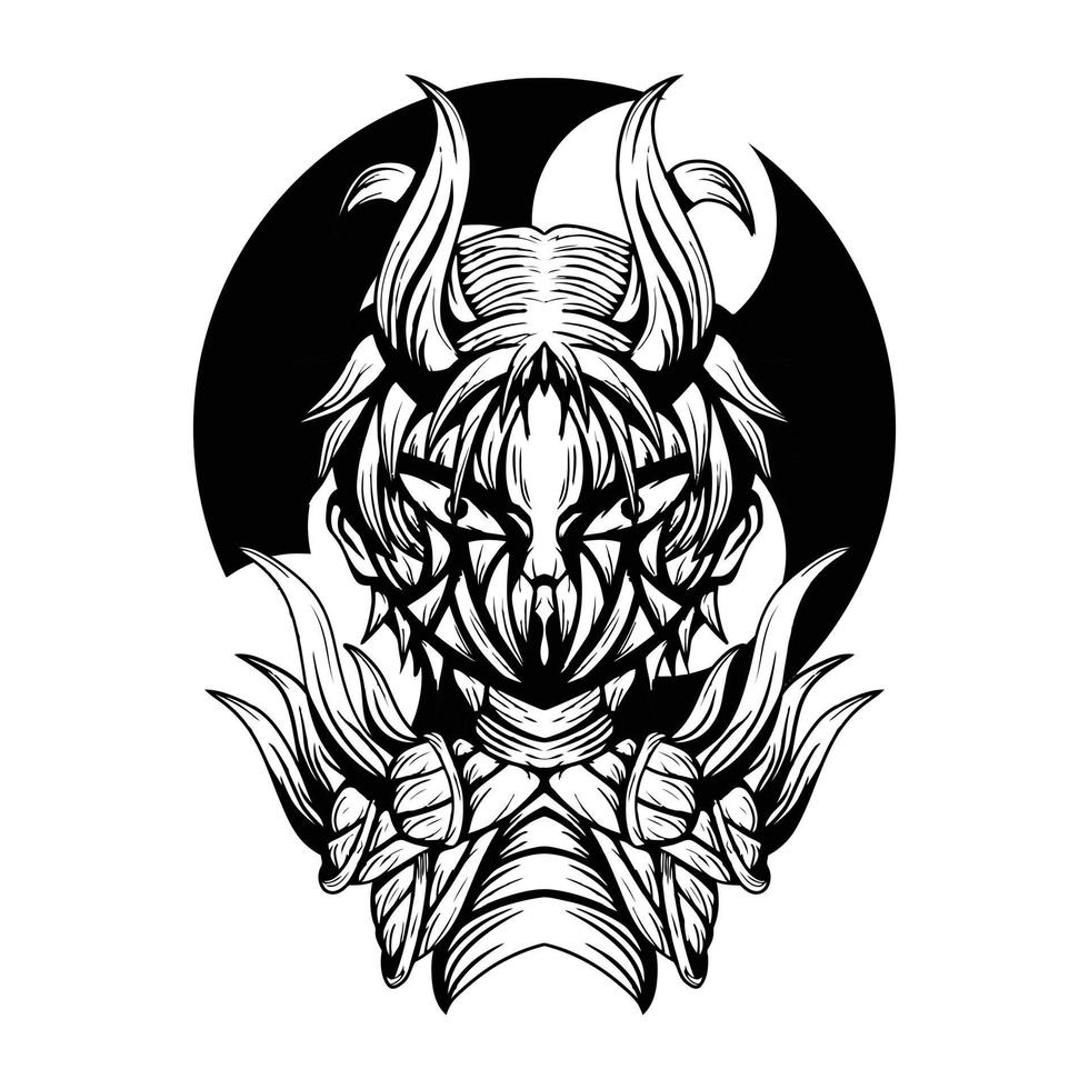 Black And White Artwork Illustration Of Devil Meat Vector