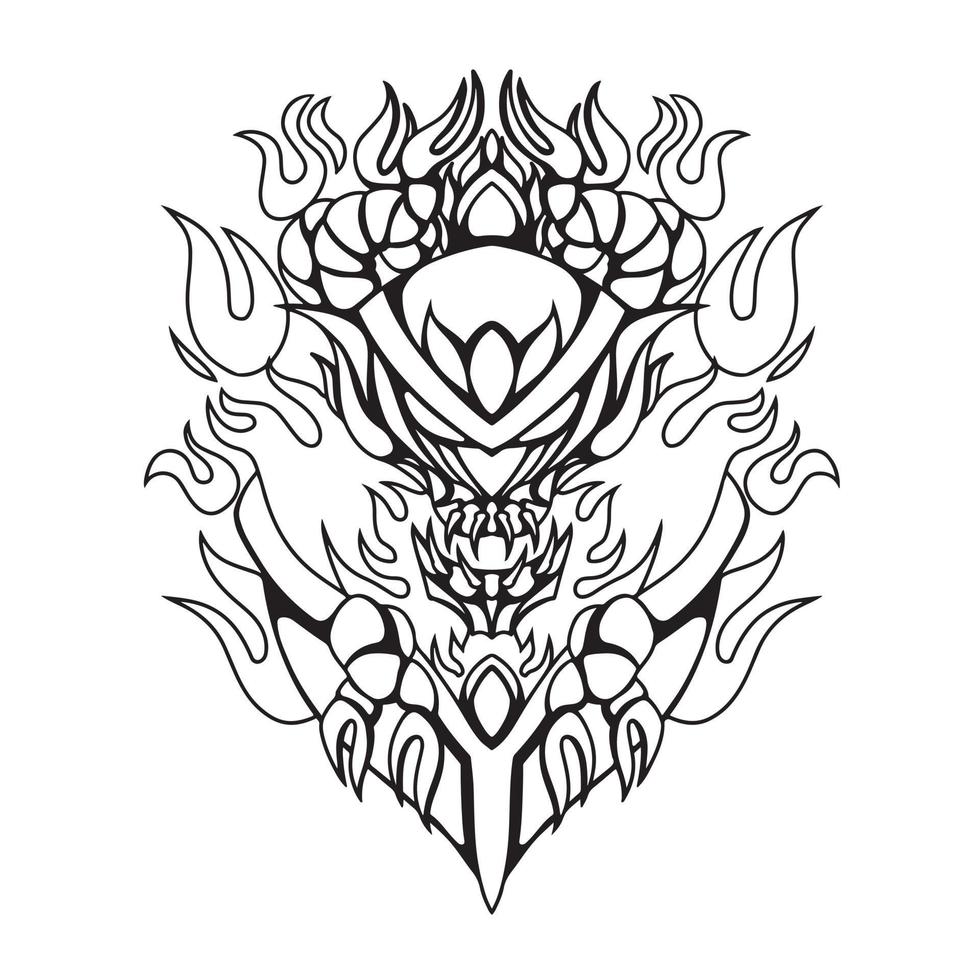Black And White Artwork Illustration Of Devil Flaming Vector