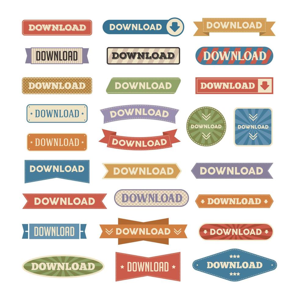 Retro Download Button Banner vector
