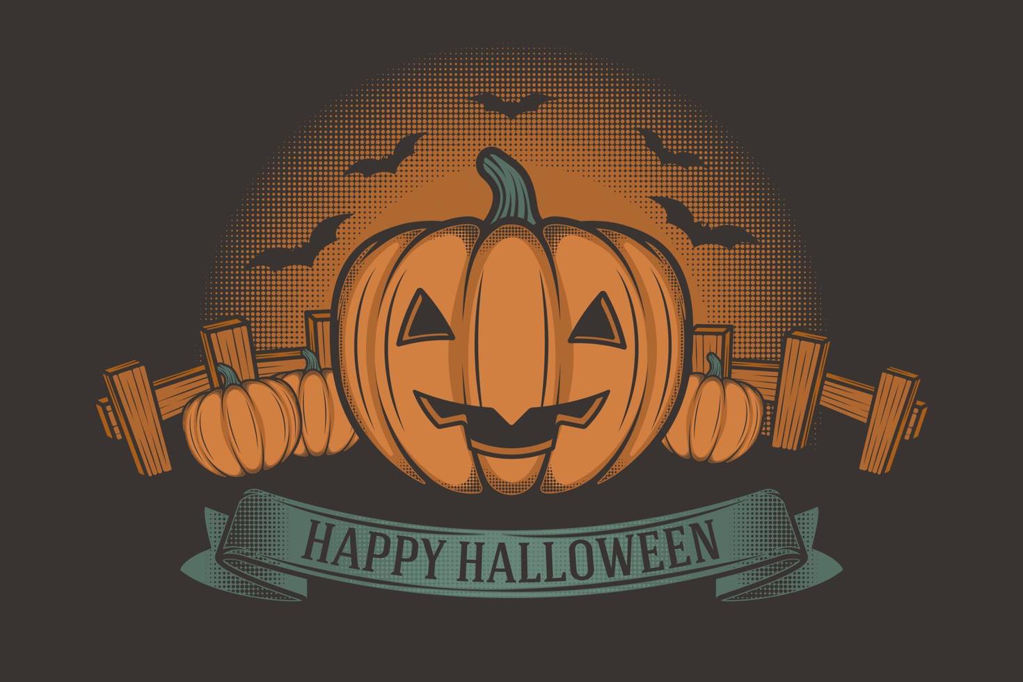 Retro Pumpkin Halloween Jack O Lantern vector