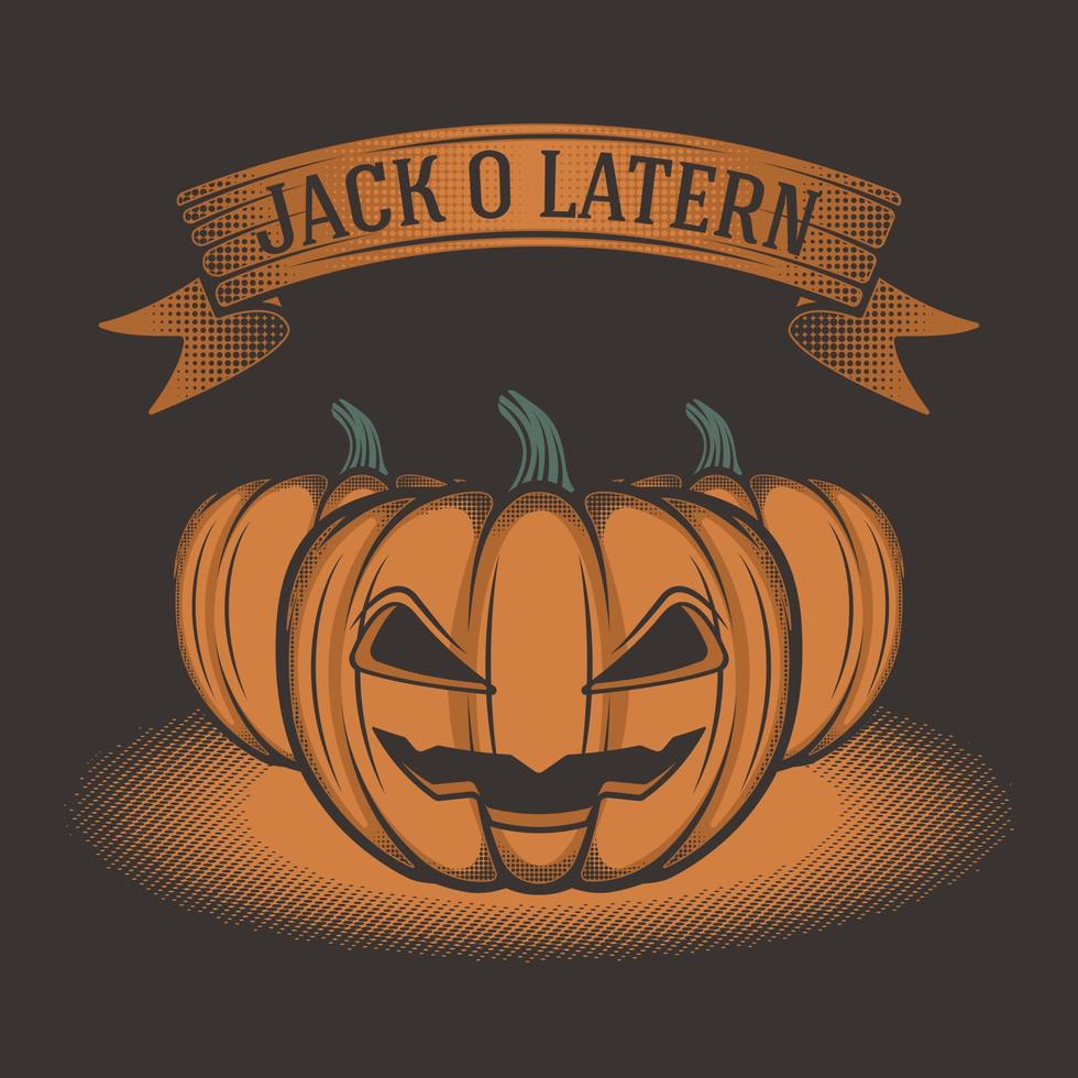 calabaza retro halloween jack o lantern vector