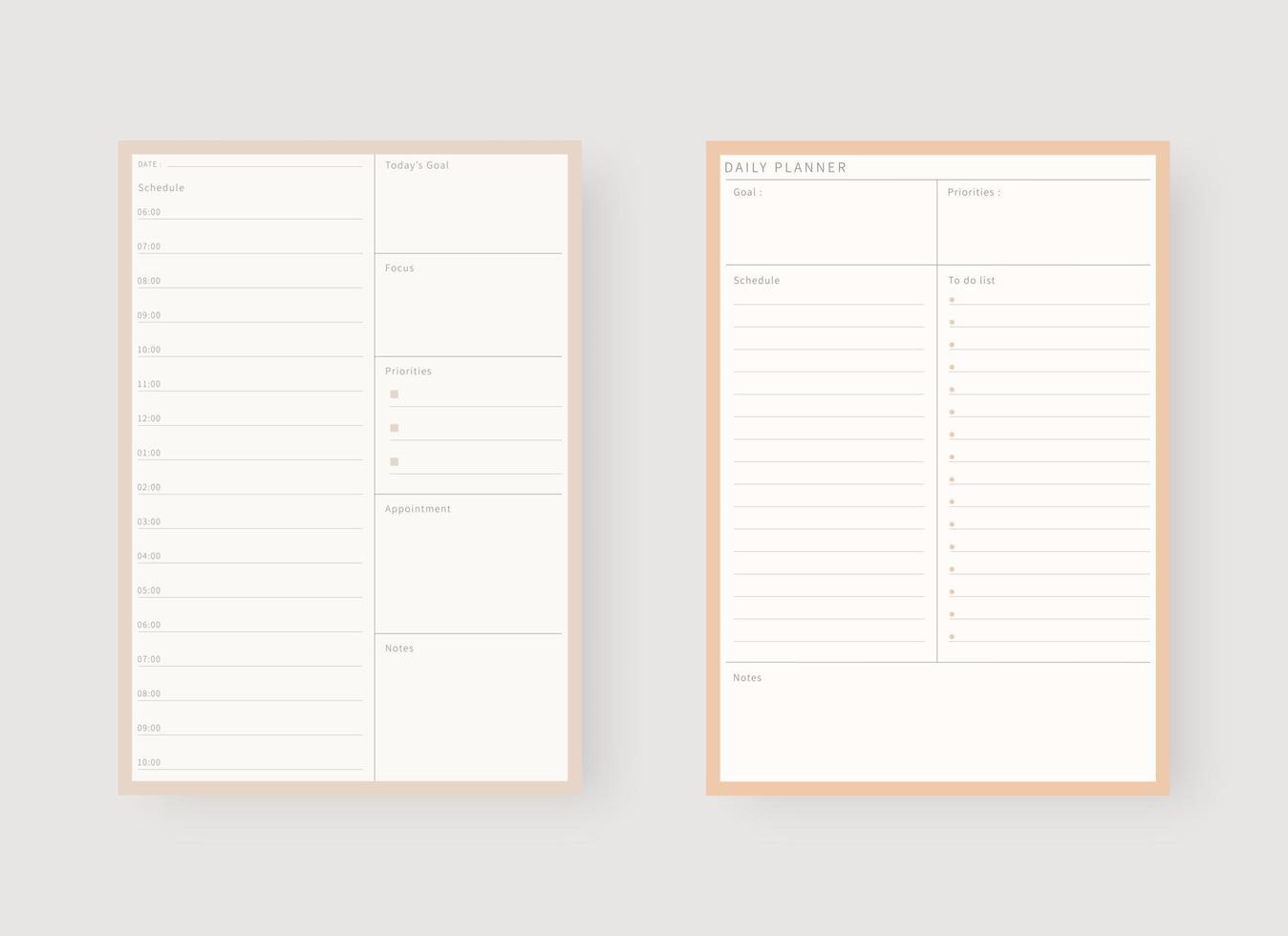 Modern planner template set. Set of planner and to do list. vector