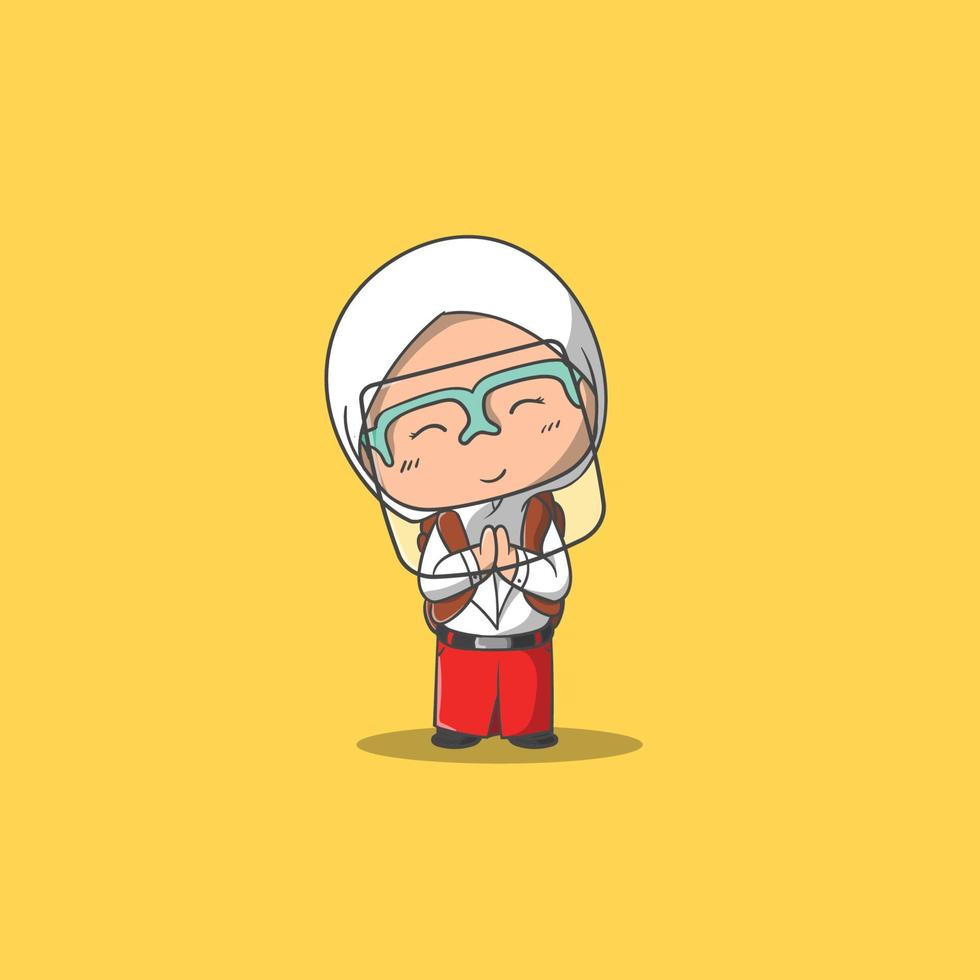 girl with hijab using face shield ready back to school vector