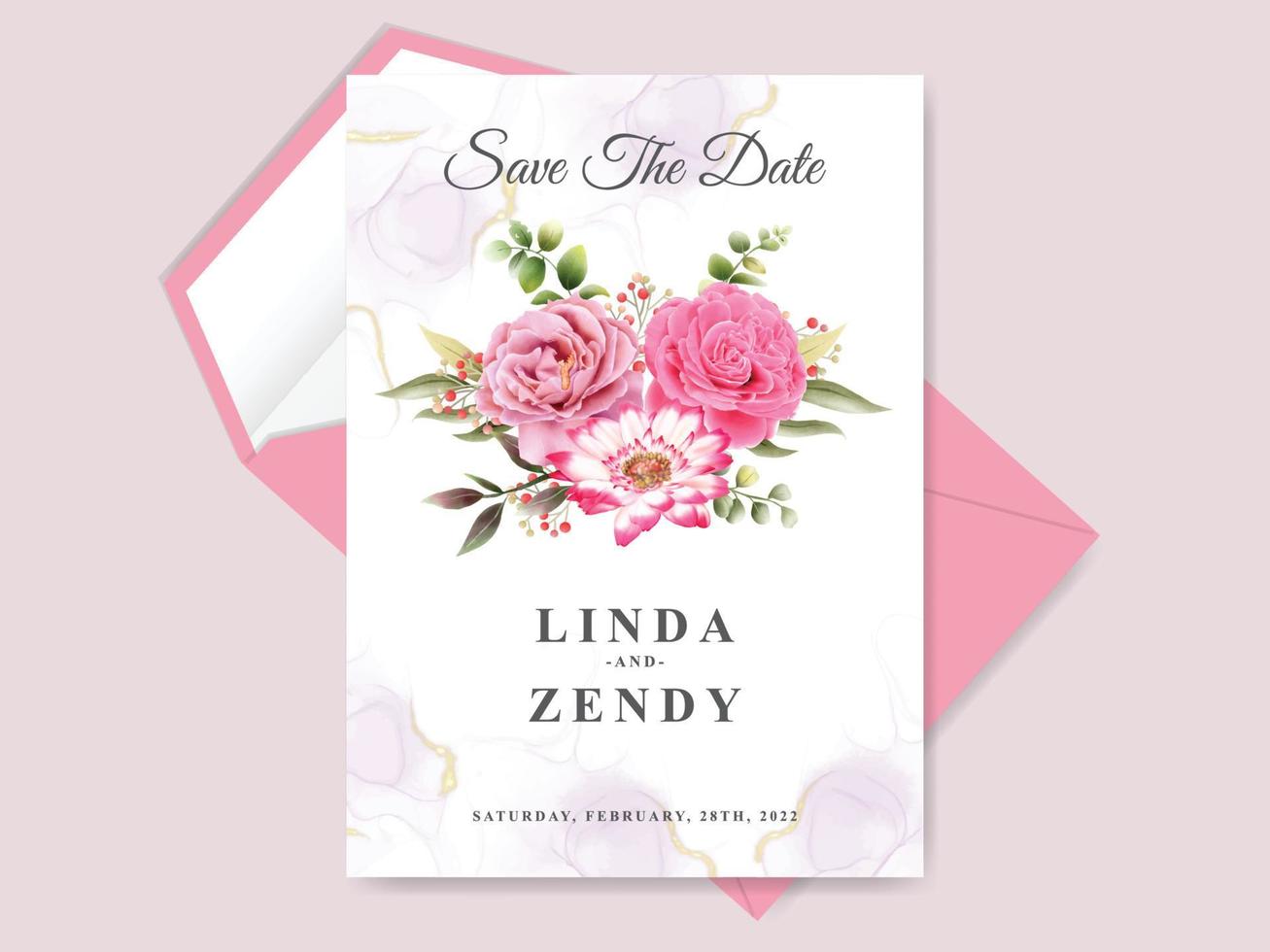 Elegant floral wedding invitation template vector