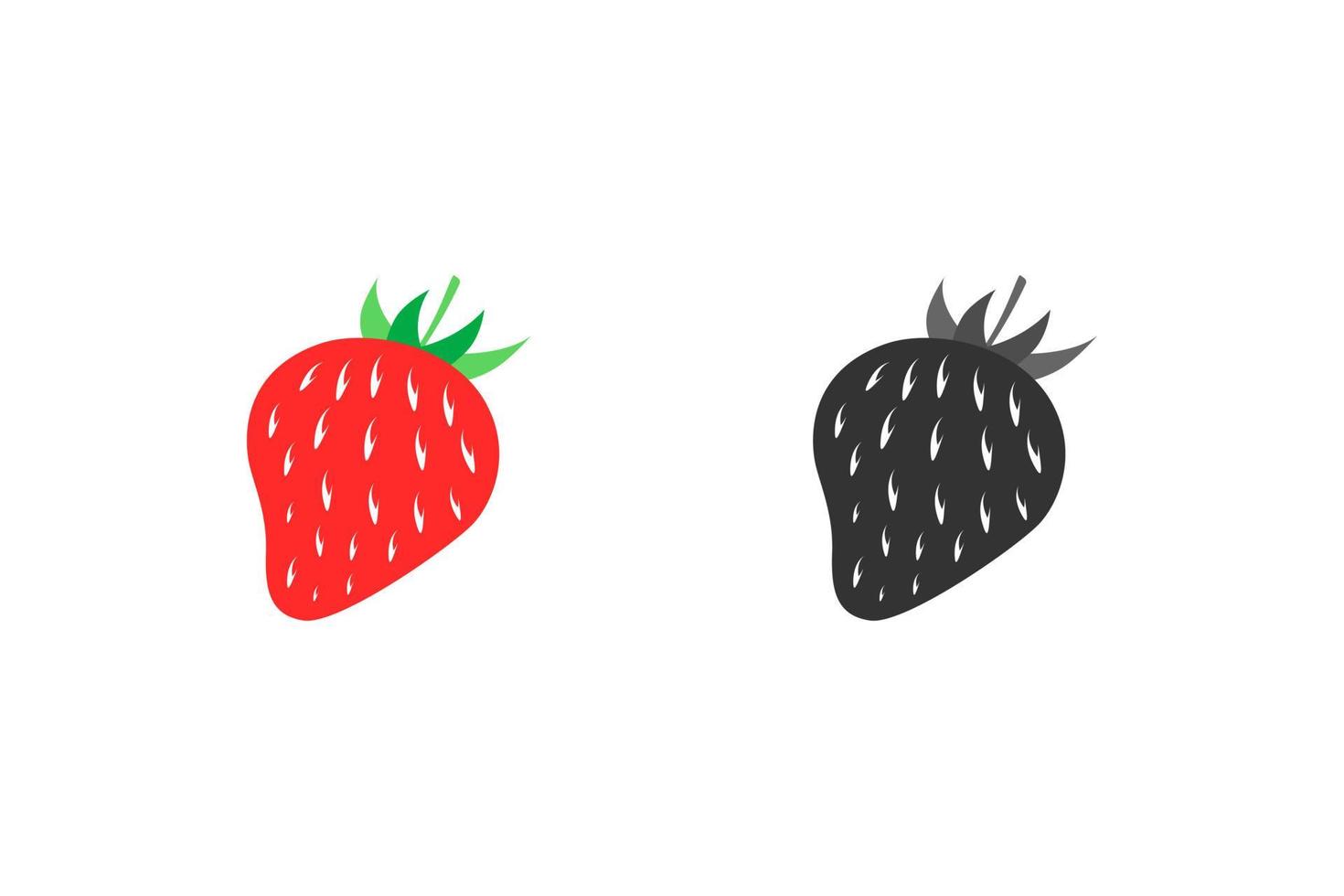 Red and Black Strawberry Icon Flat Illustration on White Background vector