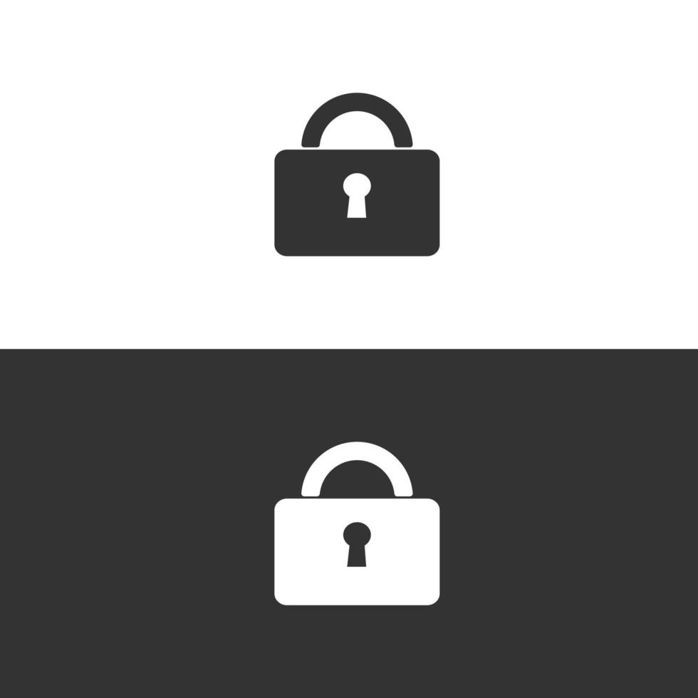 Black and White Lock Icon Sign Flat Illustration vector