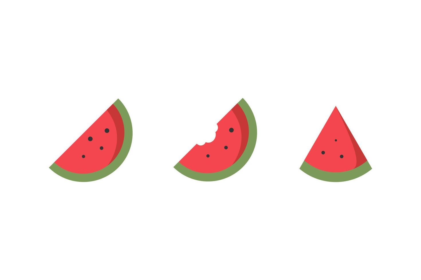 Piece of Watermelon Set Icon Flat Illustration on White Background vector