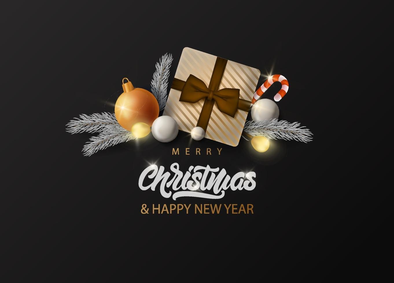 Merry Christmas banner with realistic garland vector