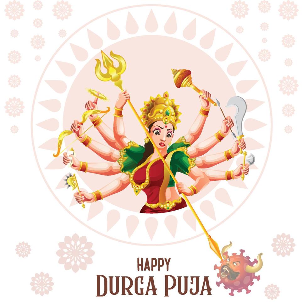 Durga Puja navratri festival greetings card design Vector