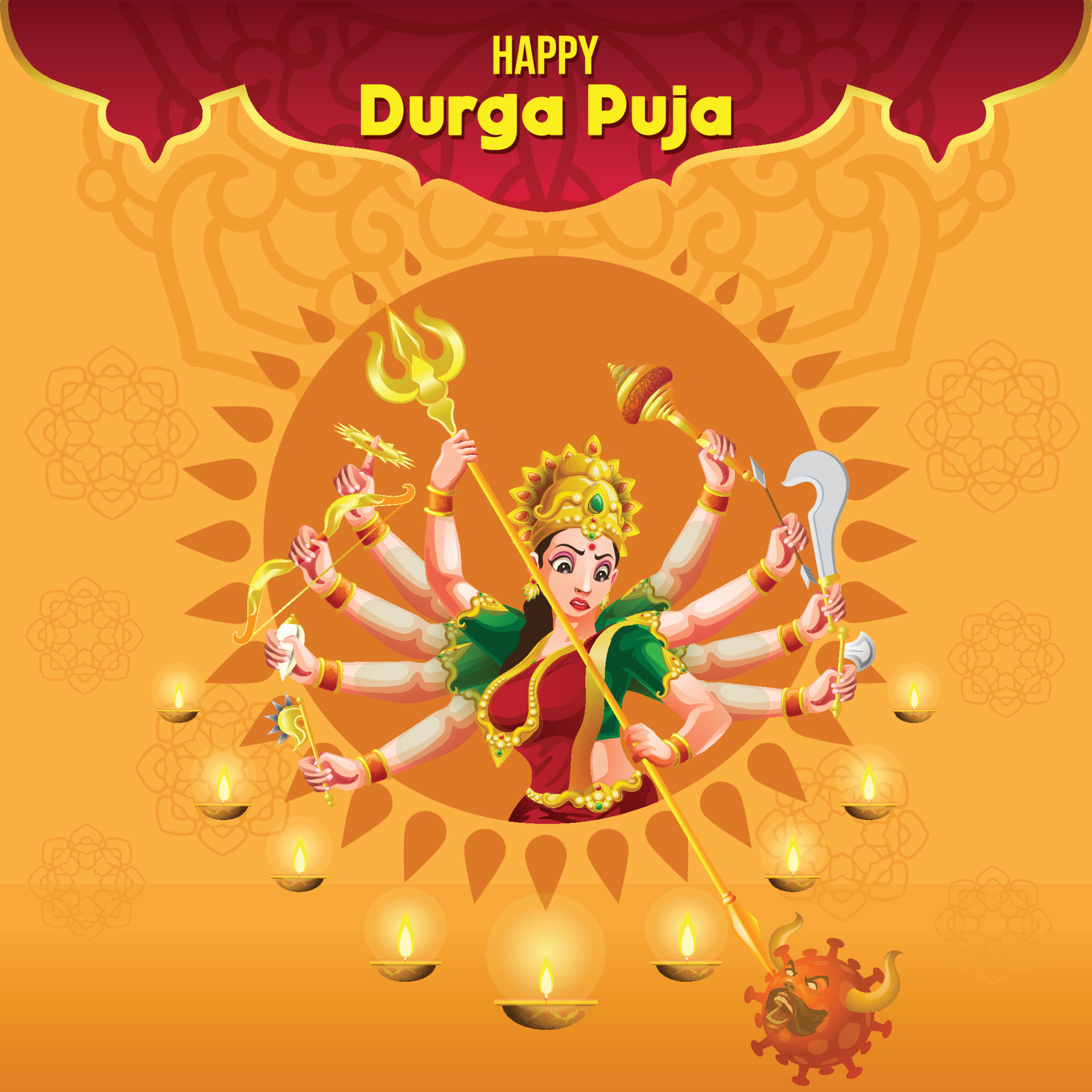 Durga Puja navratri festival Dussehra celebration greetings 3484575 Vector  Art at Vecteezy