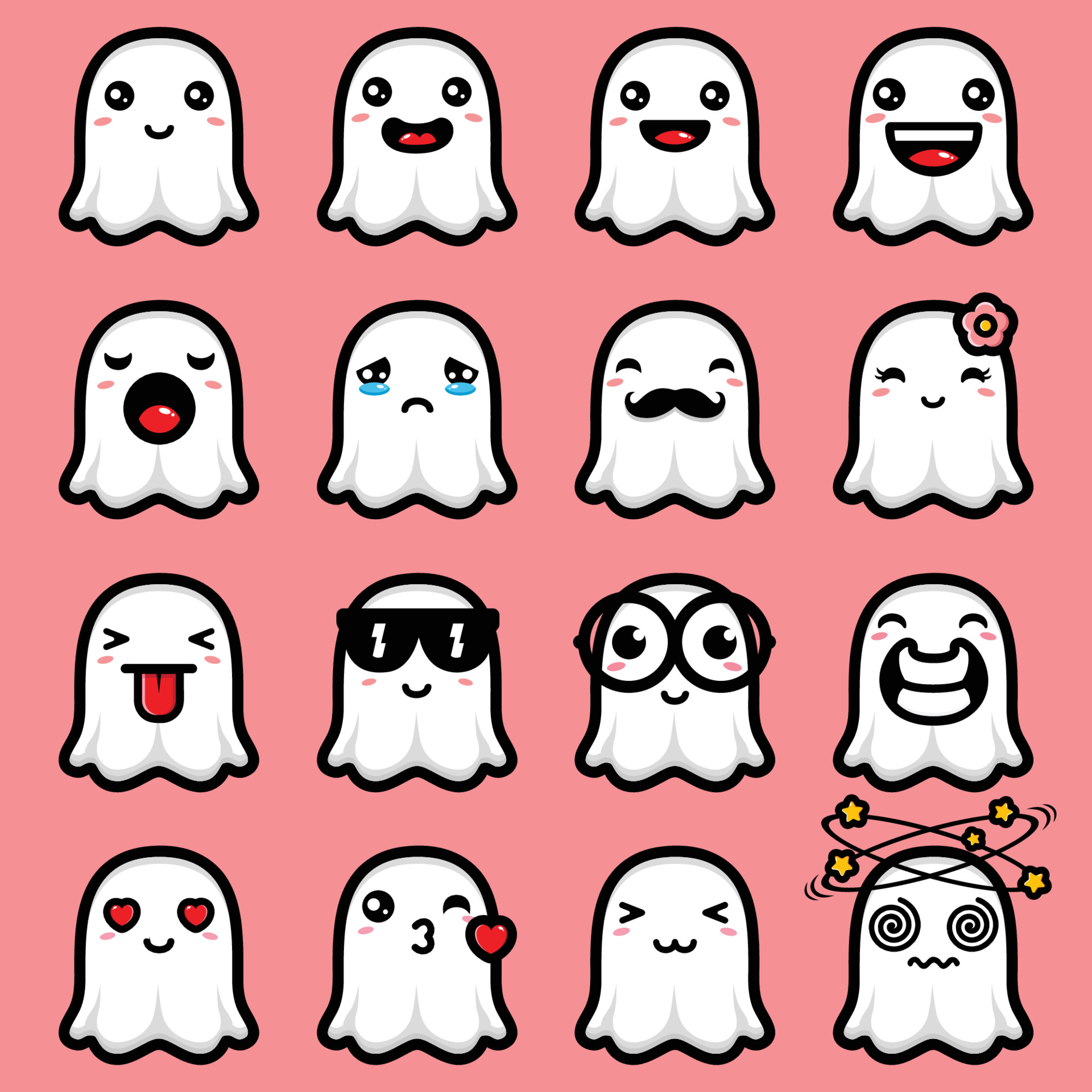 Mẫu hình bóng ghost emoji cute đáng yêu và dễ thương