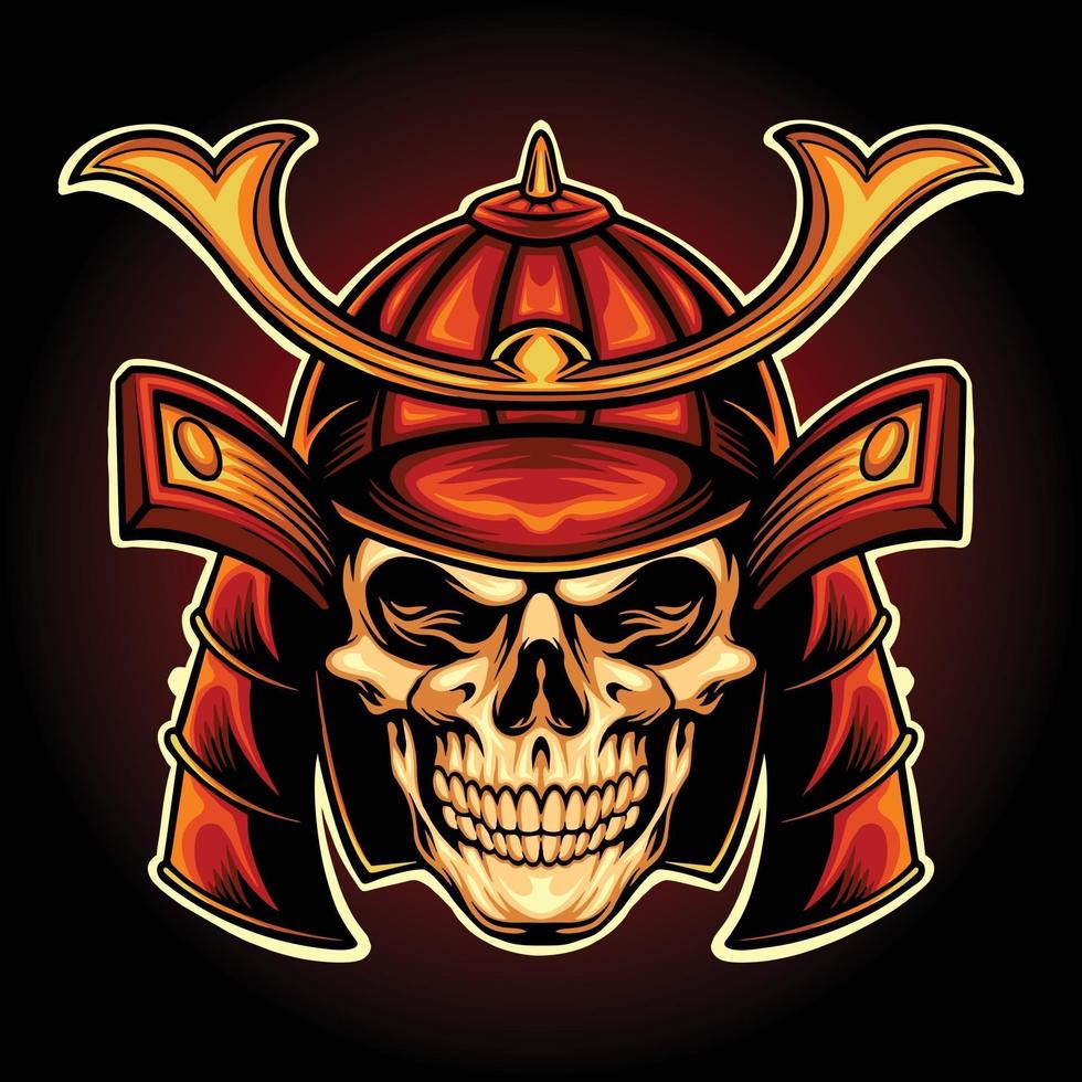 Japan Skull Samurai Warrior Mascot Illustrations vector