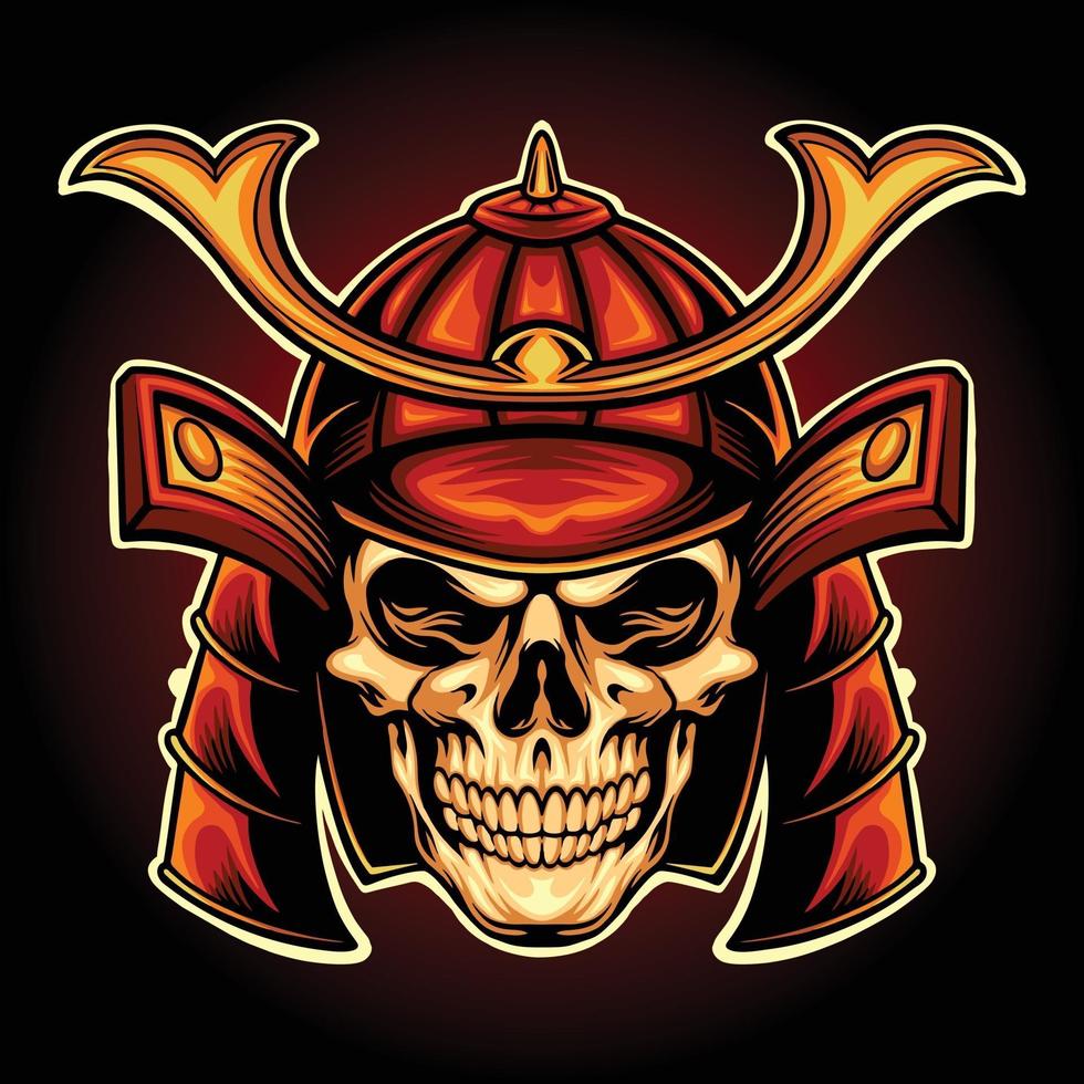 japan skull samurai warrior mascot ilustraciones vector