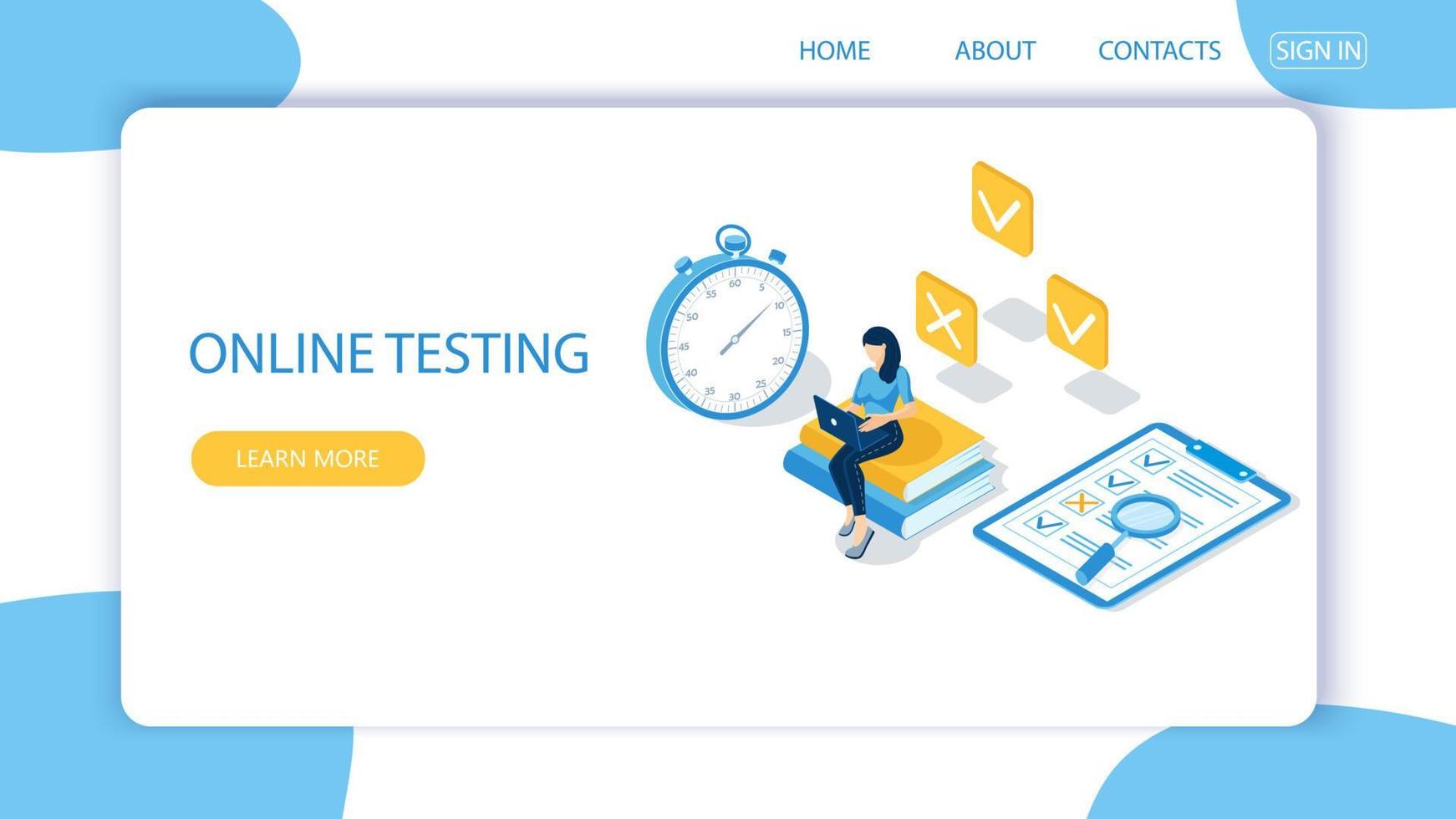 Concept of online exam,questionnaire form,online education. Vector-5. vector