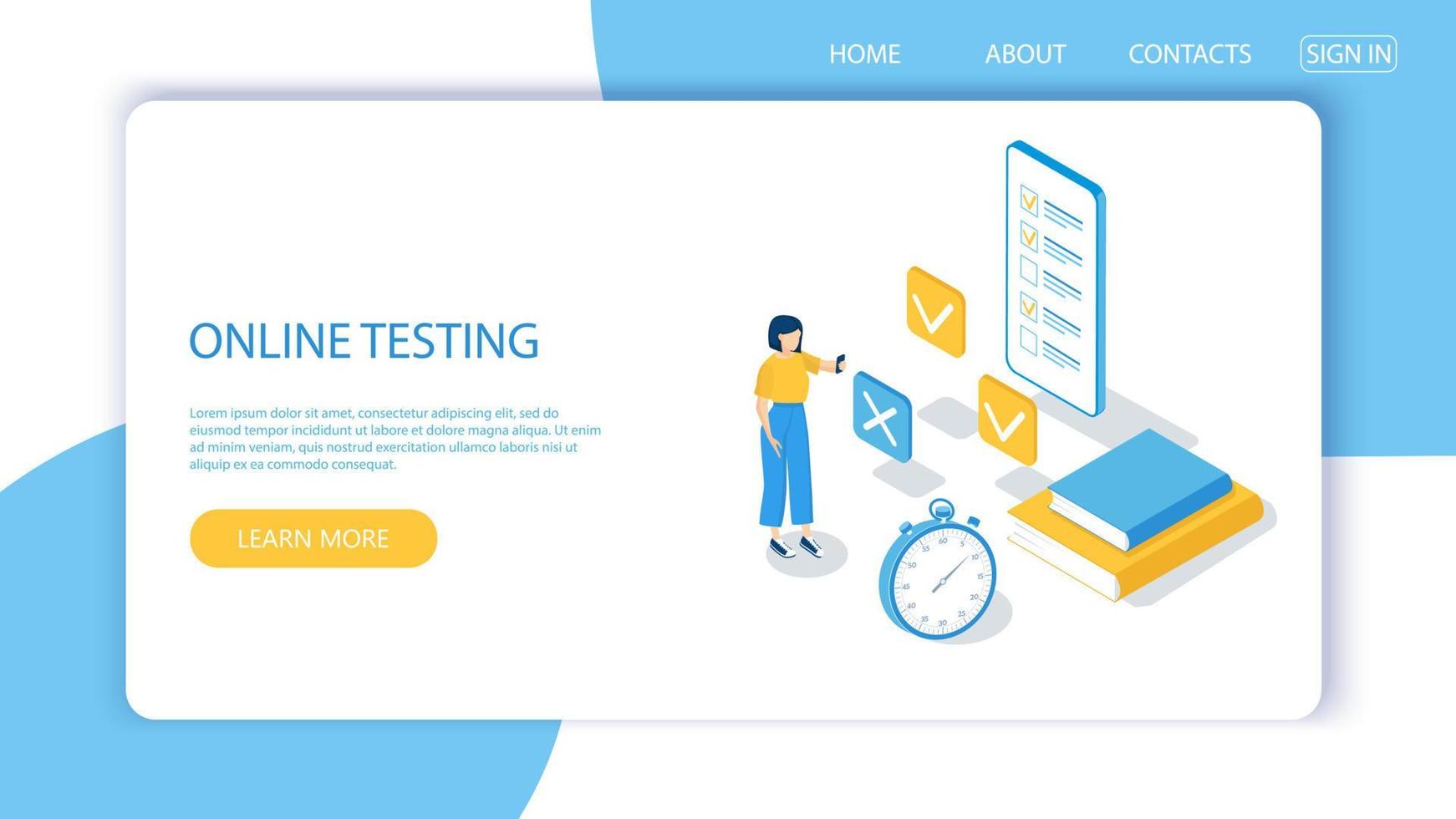 Concept of online exam,questionnaire form,online education. Vector-11. vector