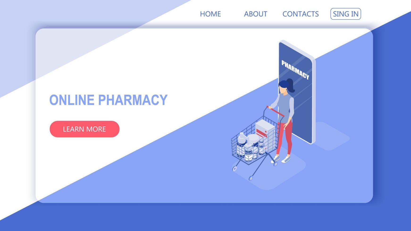 Concept of an online pharmacy-2.Isometric vector illustration.