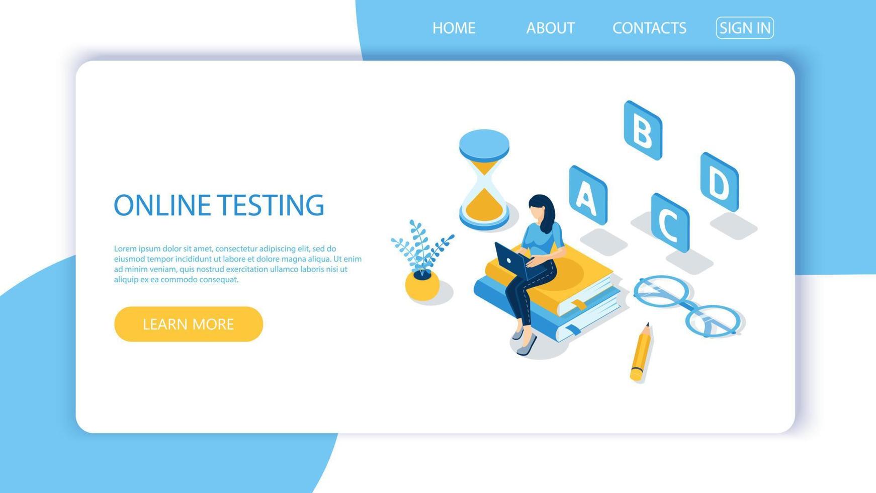 Concept of online exam,questionnaire form,online education. Vector-10. vector
