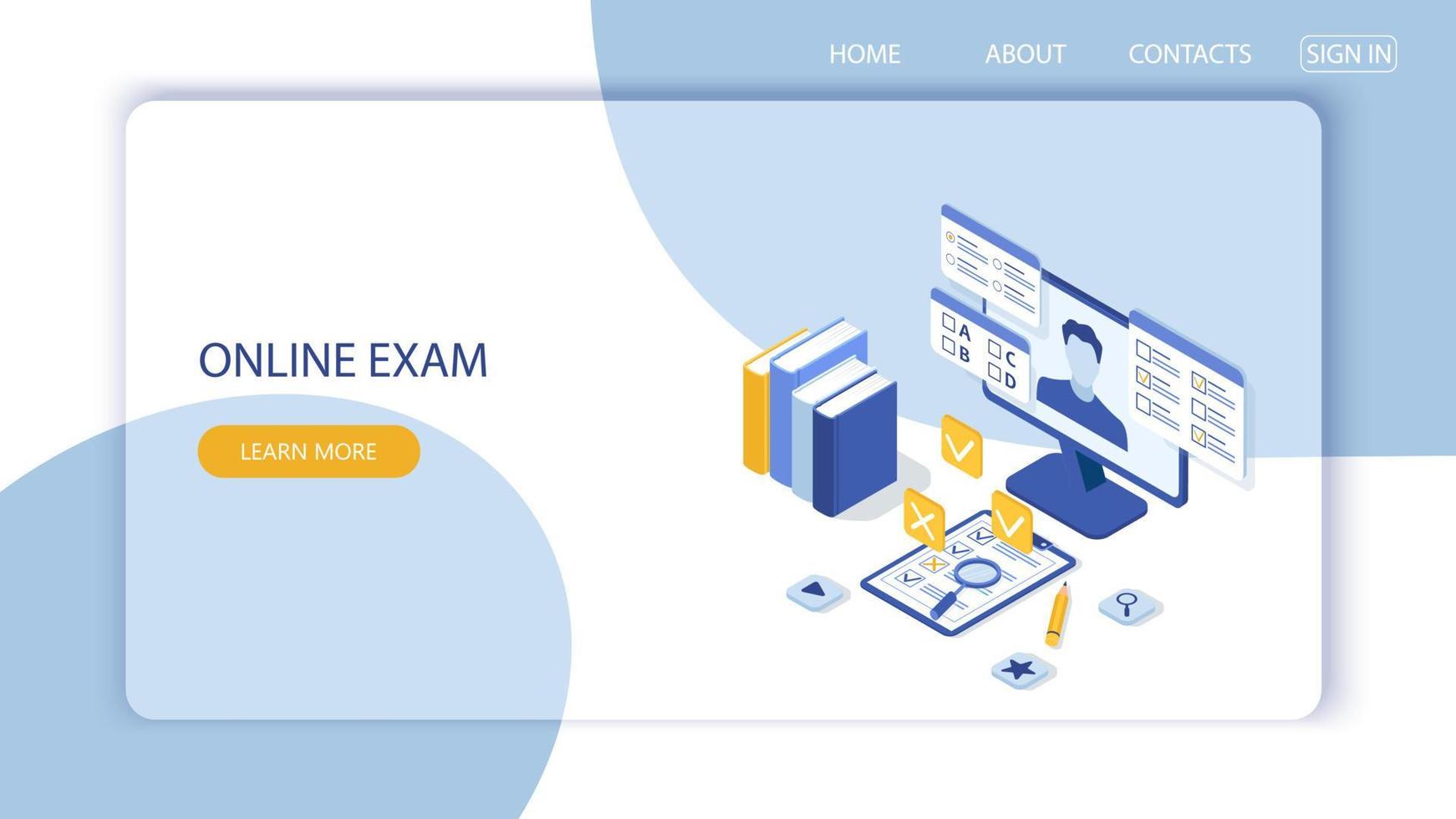 Concept of online exam,questionnaire form,online education. Vector-8. vector