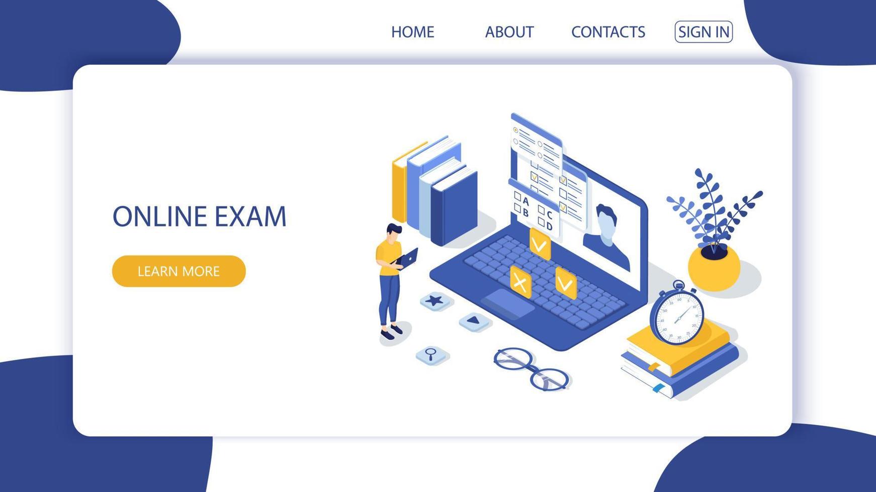 Concept of online exam,questionnaire form,online education. Vector-2. vector