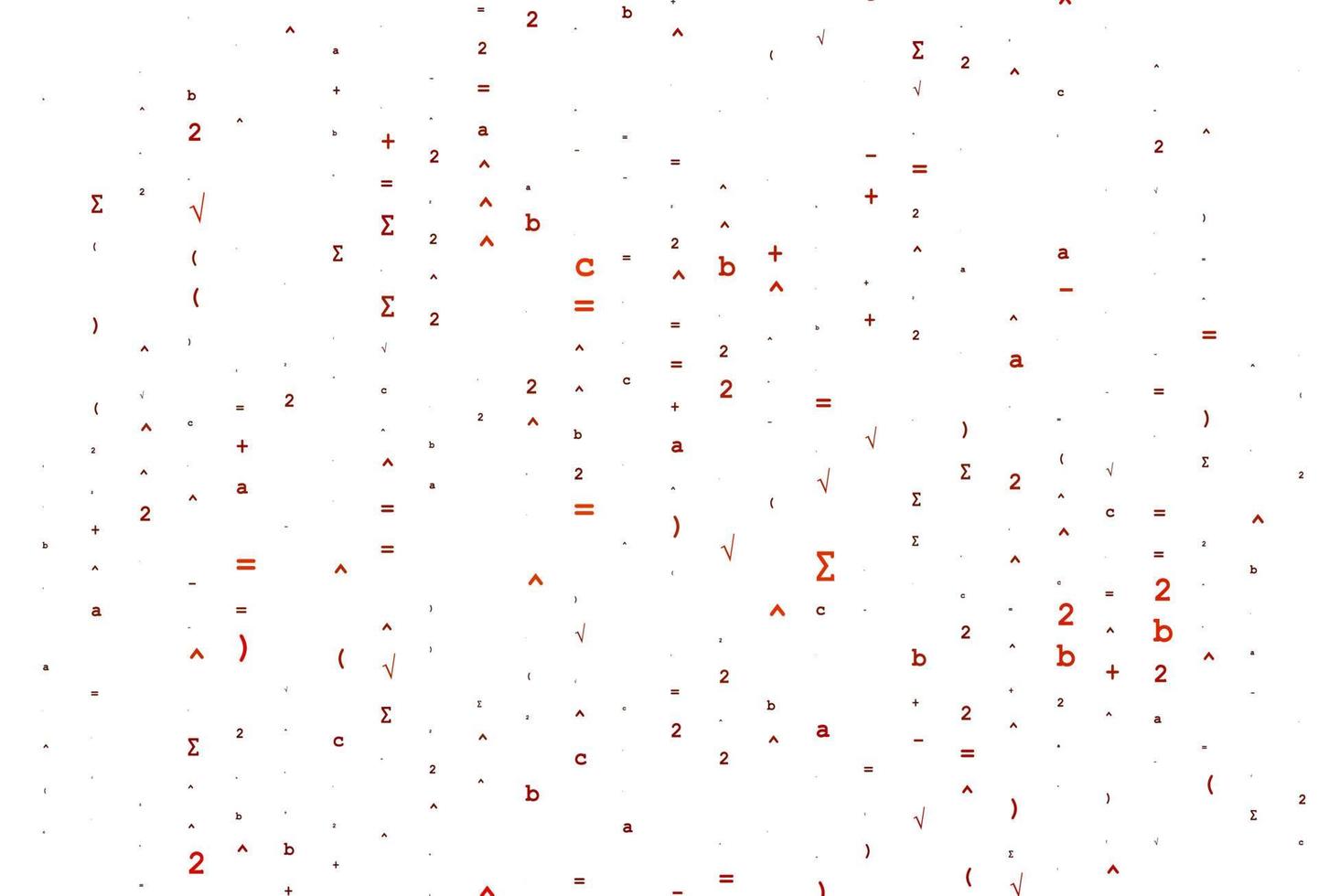 textura de vector naranja claro con símbolos matemáticos.