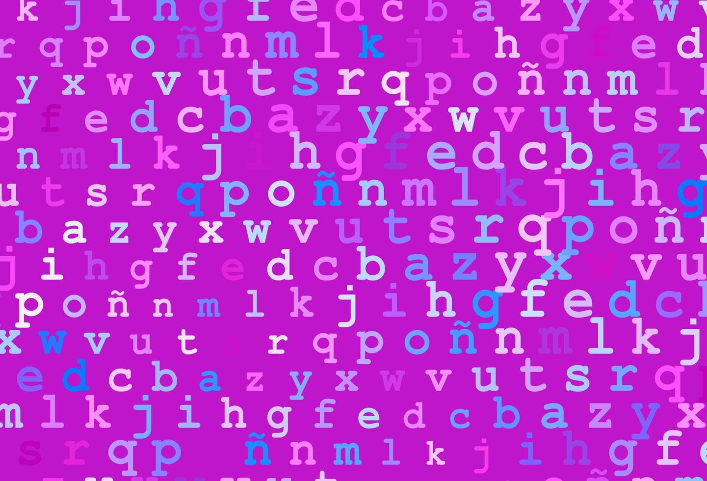Light pink, blue vector layout with latin alphabet.