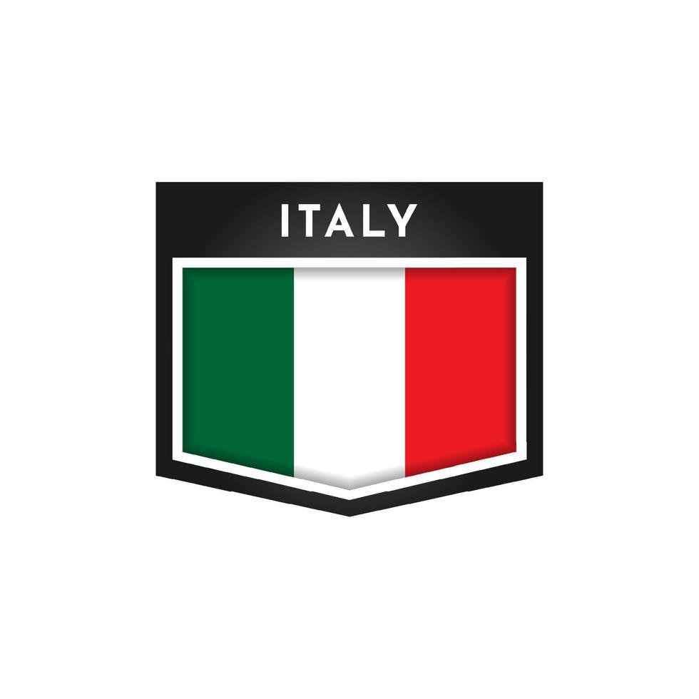 Flag of Italy with emblem badge label template design vector