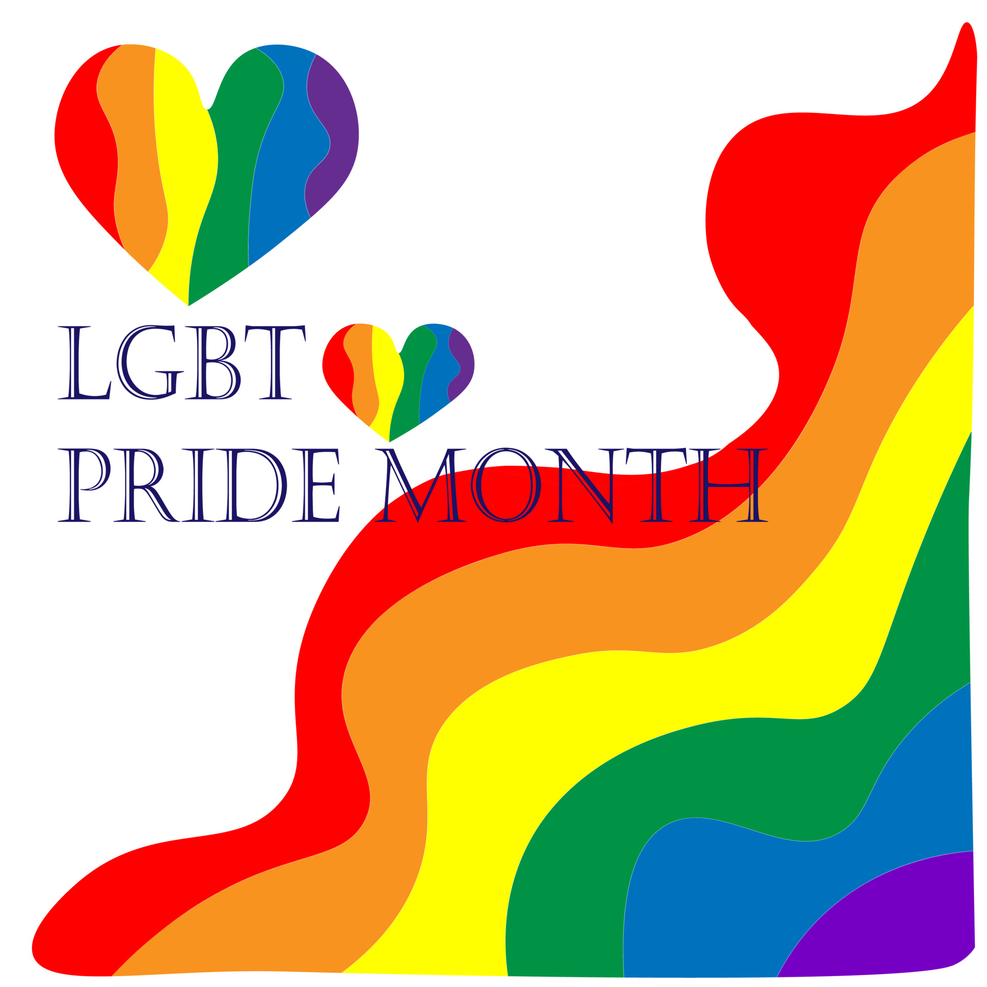 banner of the month of happy pride with heart of striped LGBTcolored